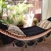 Black two lines Hammock, Hand Woven Natural Cotton with Special Fringe