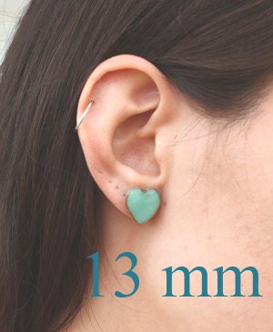 Post earrings -Turquoise Blue Hearts