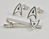 Free Shipping - Star Trek Cufflinks and Tie Clip Design, with a Gift Box