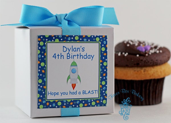 Blast Off...One Dozen Personalized Cupcake Mix Party Favors