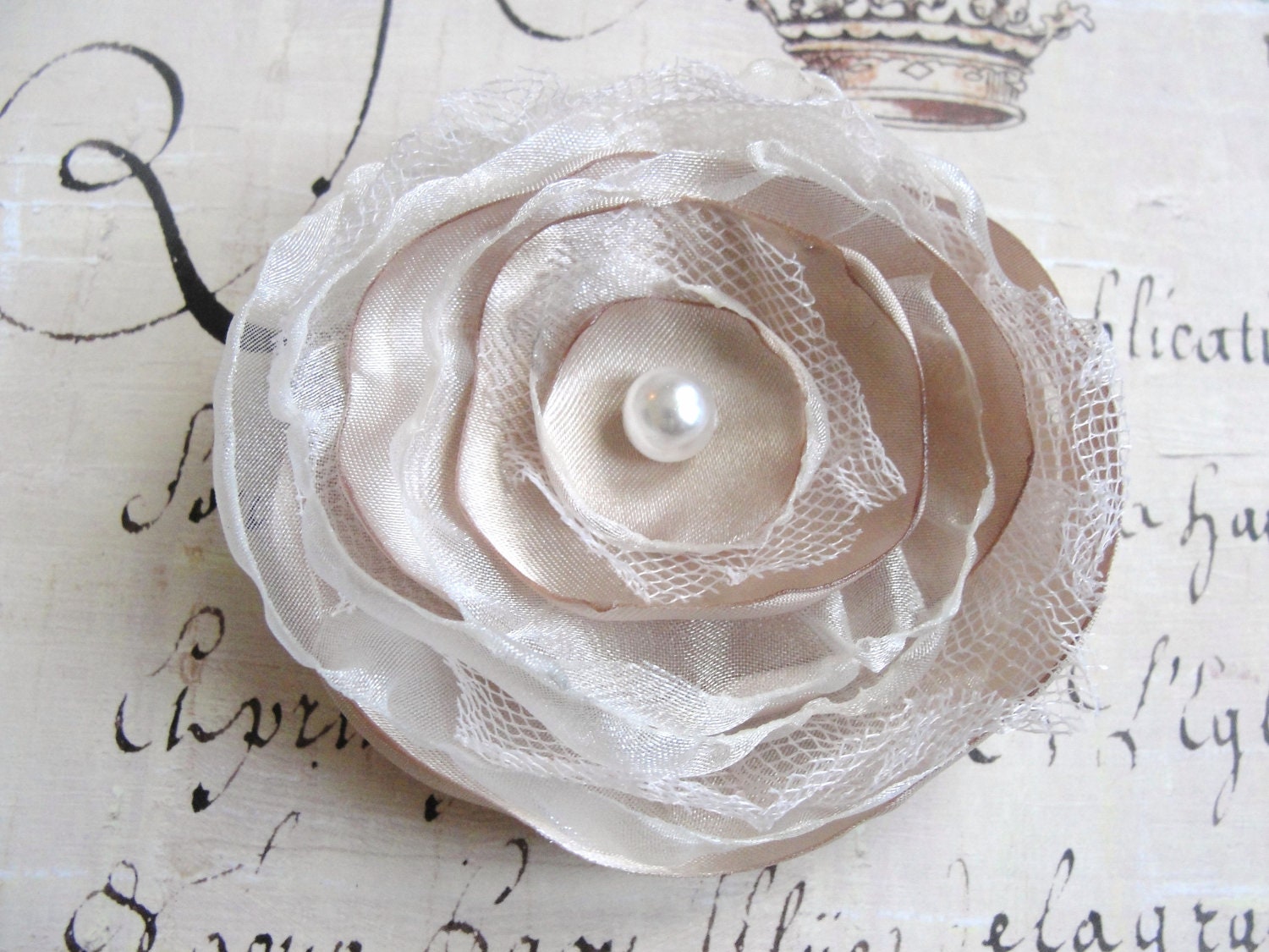 Champagne layered bridal hair clip