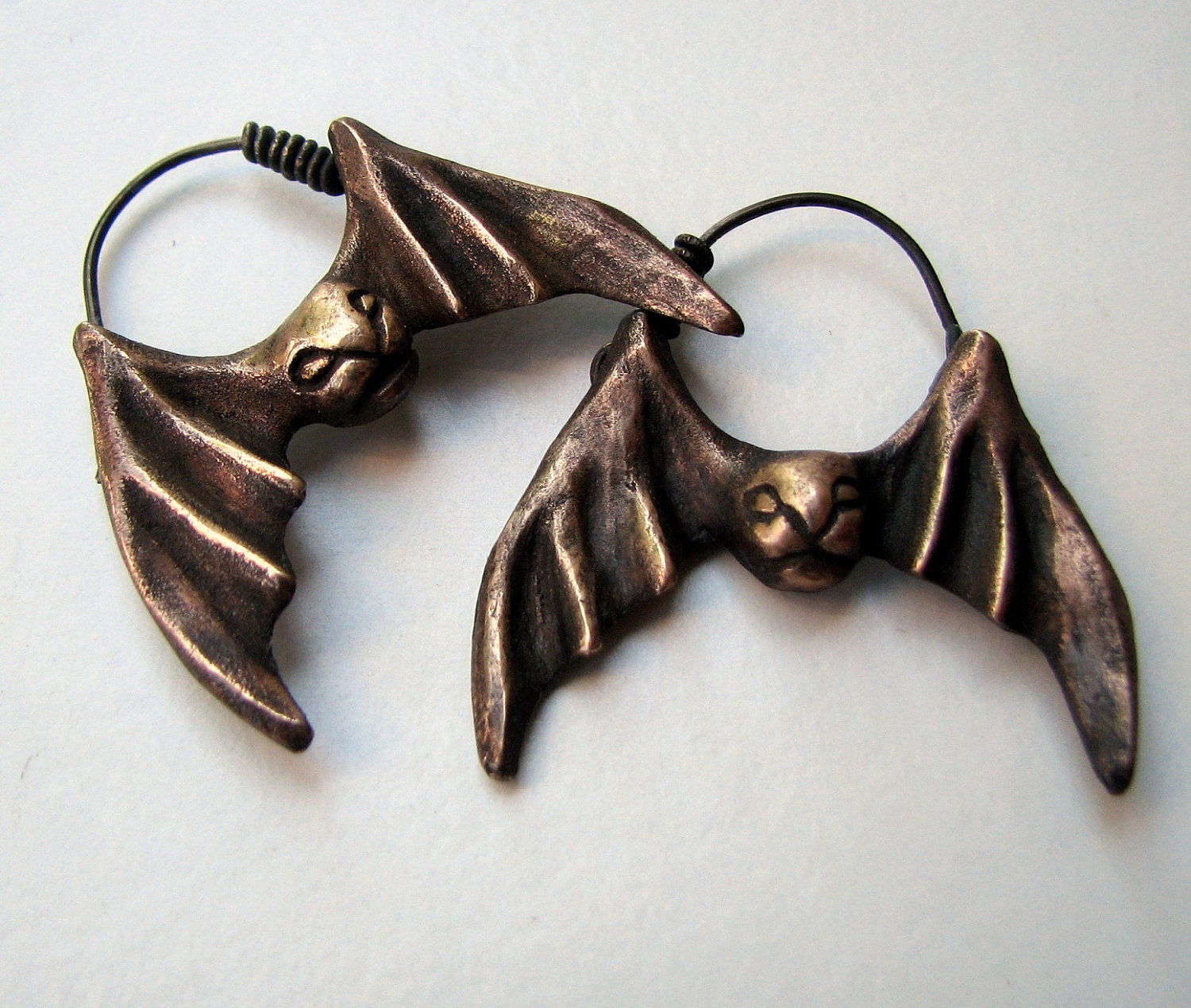 Bunny bat niobium hoop earrings