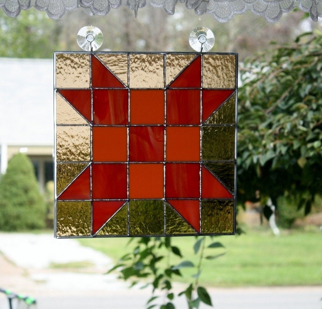 Suncatcher Stained Glass Five Star Patch Quilt Block