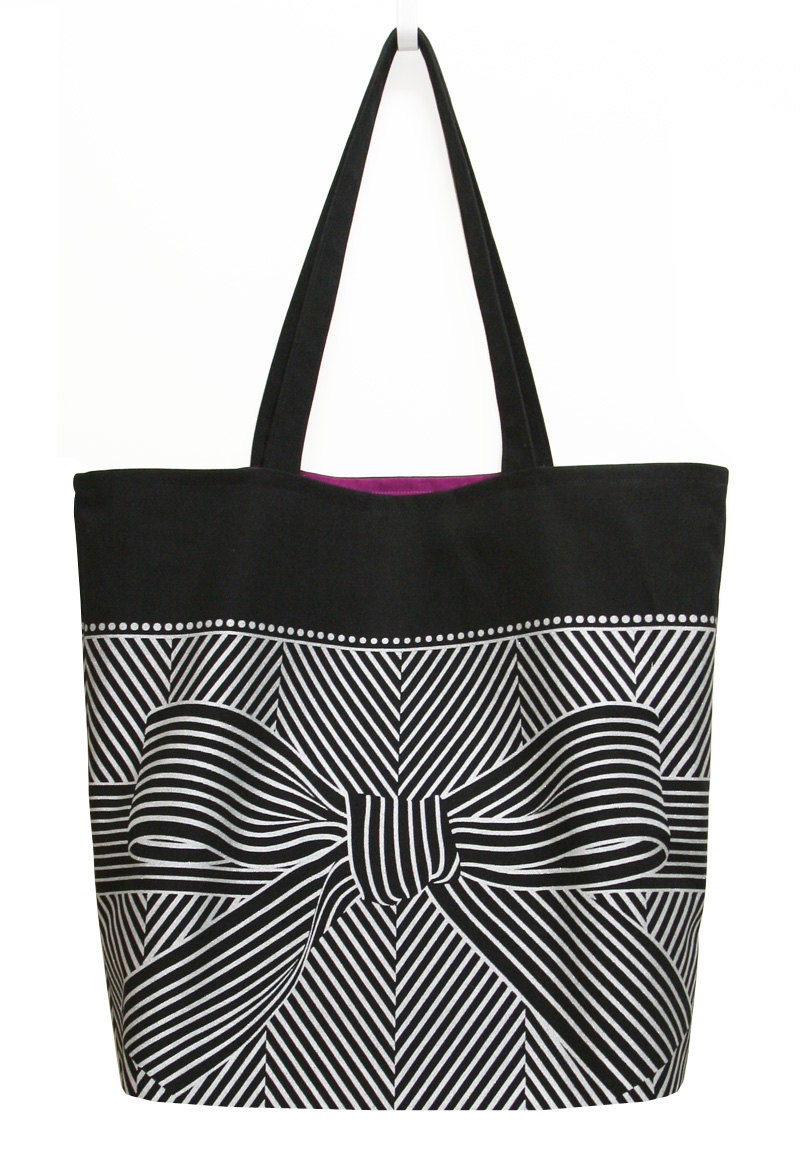 Big bow large black tote bag
