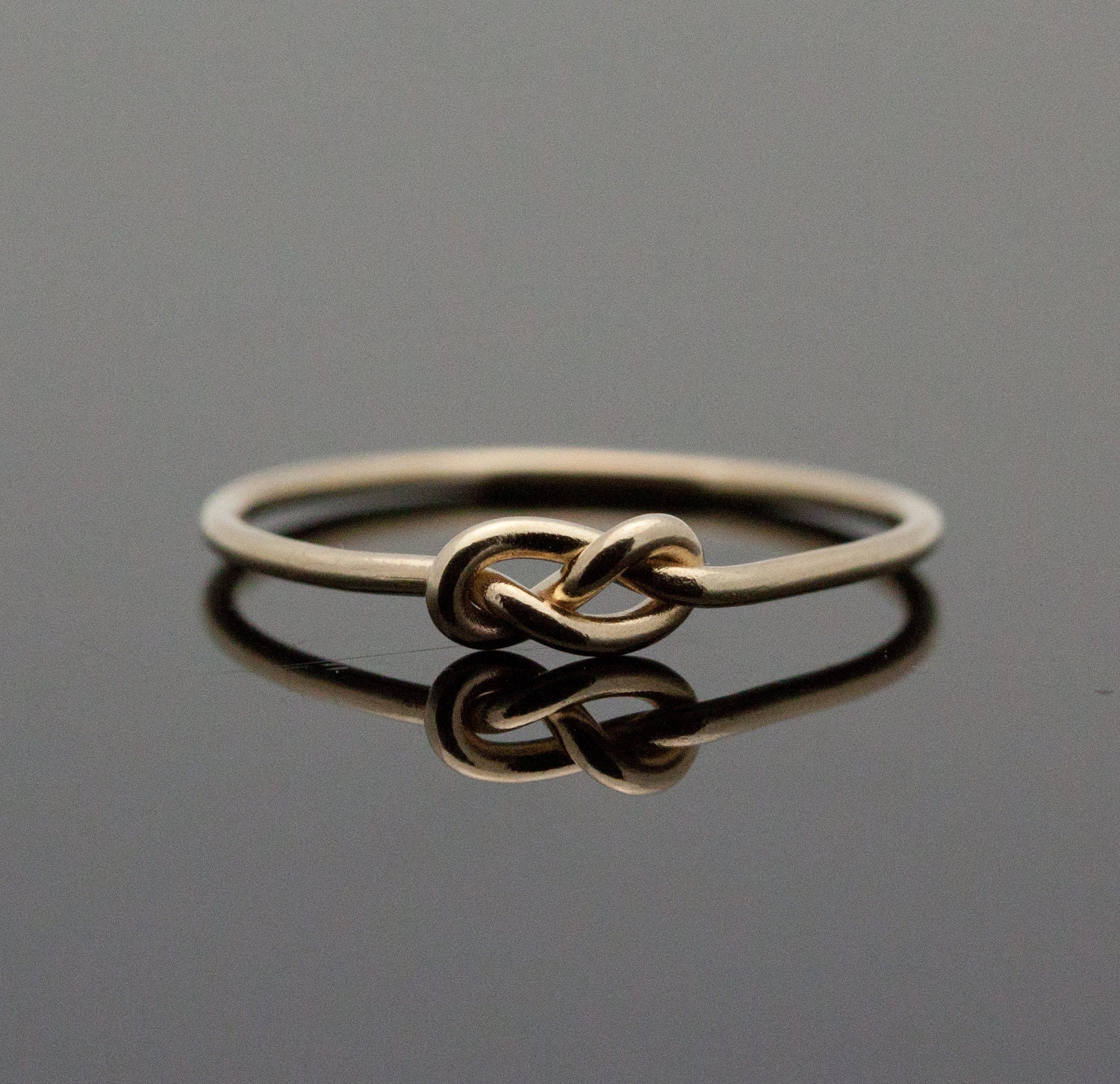 Gold Infinity ring. Solid 14K Gold knot ring. Knot promise ring. Yellow 14 Karat Gold.
