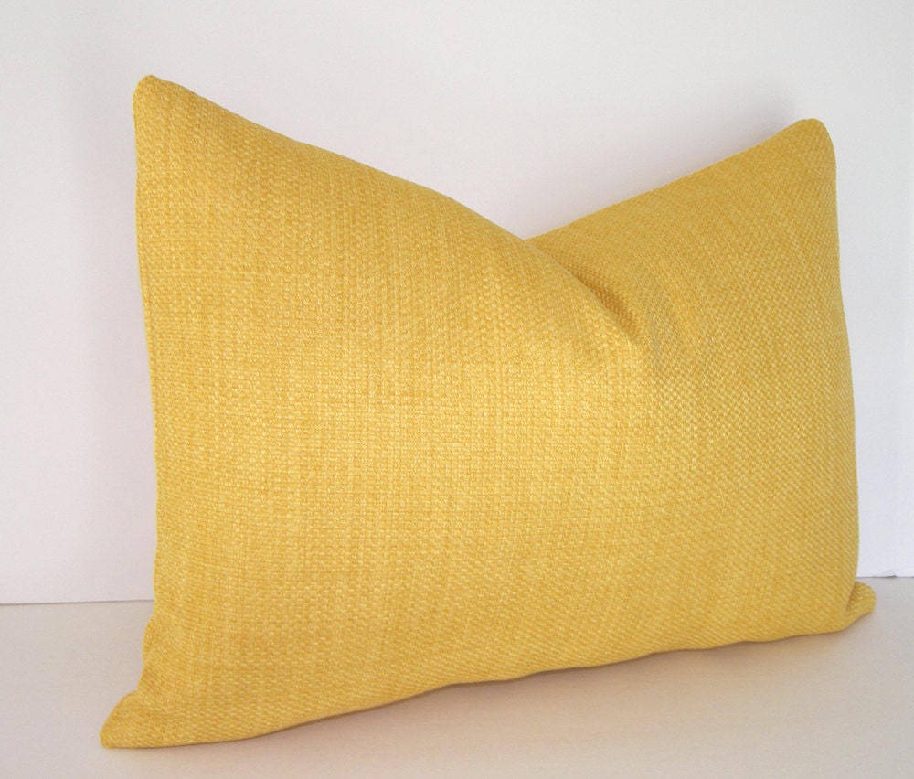 Both Sides - Decorative Lumbar Pillow Cover - Ikat - Grey - Gold - Yellow - Ivory - 12x18 - 12x20 or 12x22 inches