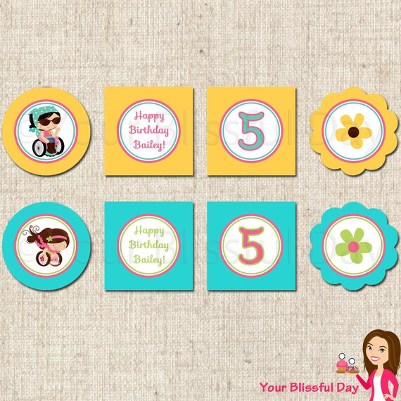 PRINTABLE Girl Just Like Me Party Circles (Character of your choice) Il_570xn