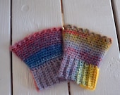 Multi-Colored Wool Blend Wrist Warmers/Fingerless Gloves