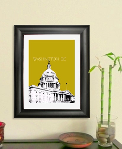 Washington DC Capital Skyline Poster - Washington DC City Skyline - Art Print - 8 x 10 Choose Your Color