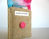 Eco. Iphone. Cozy. Tie Dye. Upcycled. Burlap. Tshirt. Earth Day. Raspberry. For Her. Teen. Tween. Gift Idea.