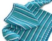 Childs hooded sweater, striped handknit hoodie, cotton DK yarn, unisex sweater, baby, blue