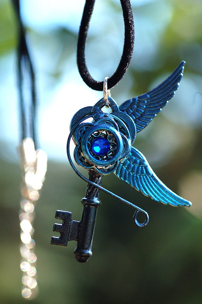 Blue Swirl Key Necklace