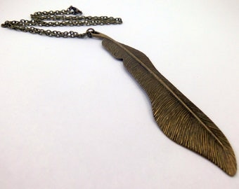 Brass Feather Necklace