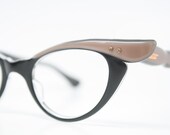 Vintage cat eye glasses black & pink cateye eyeglasses NOS