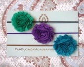 Green Purple Teal Set of Three Skinny Band Headbands - Baby Headband - Newborn Headband