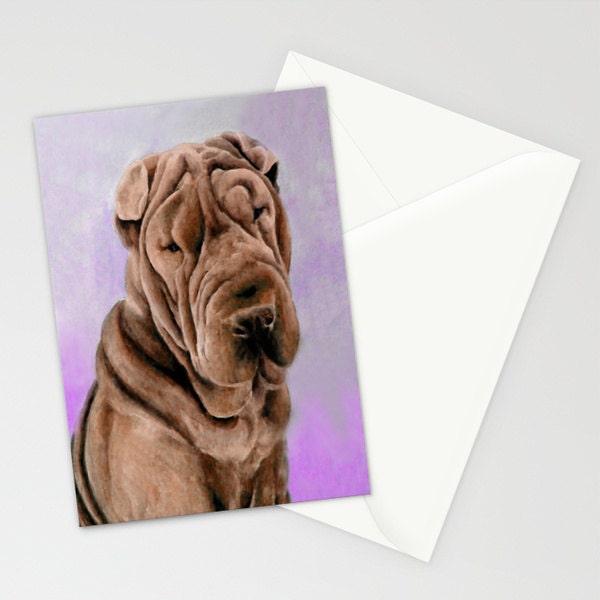 Shar Pei Card - Watercolor Painting Art Card - Blank Inside