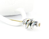 Swirl lampwork bead antique gold hatpin brooch