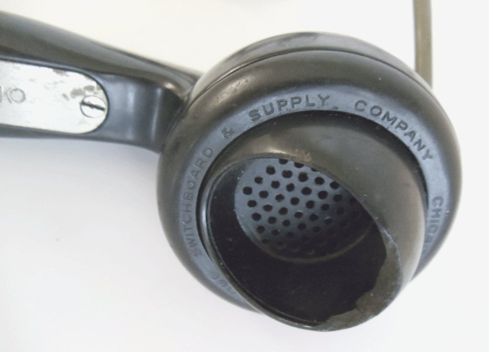 Vintage Telephone Handset Receiver with Cord - Kellogg - WWII Army Field Telephone