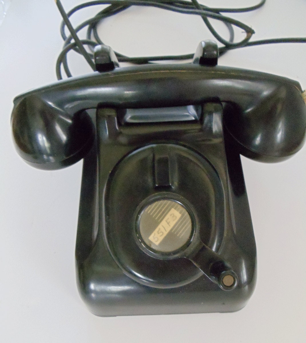 Vintage Magneto Phone  Black Bakelite Hand Crank Intercom -  Leich Electric Company - Mad Men