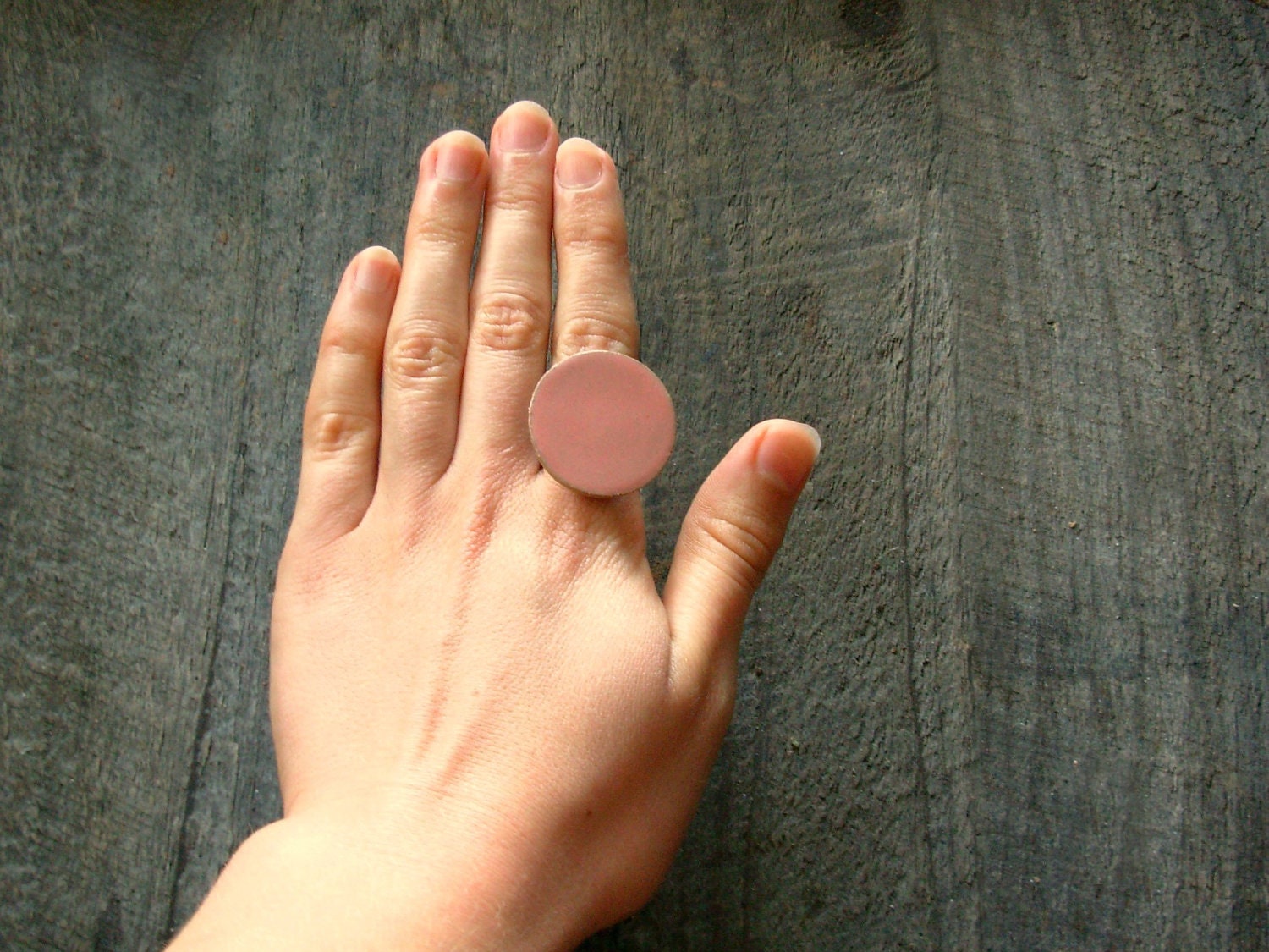 X-Large Adjustable Pottery Ring- Peach Pink
