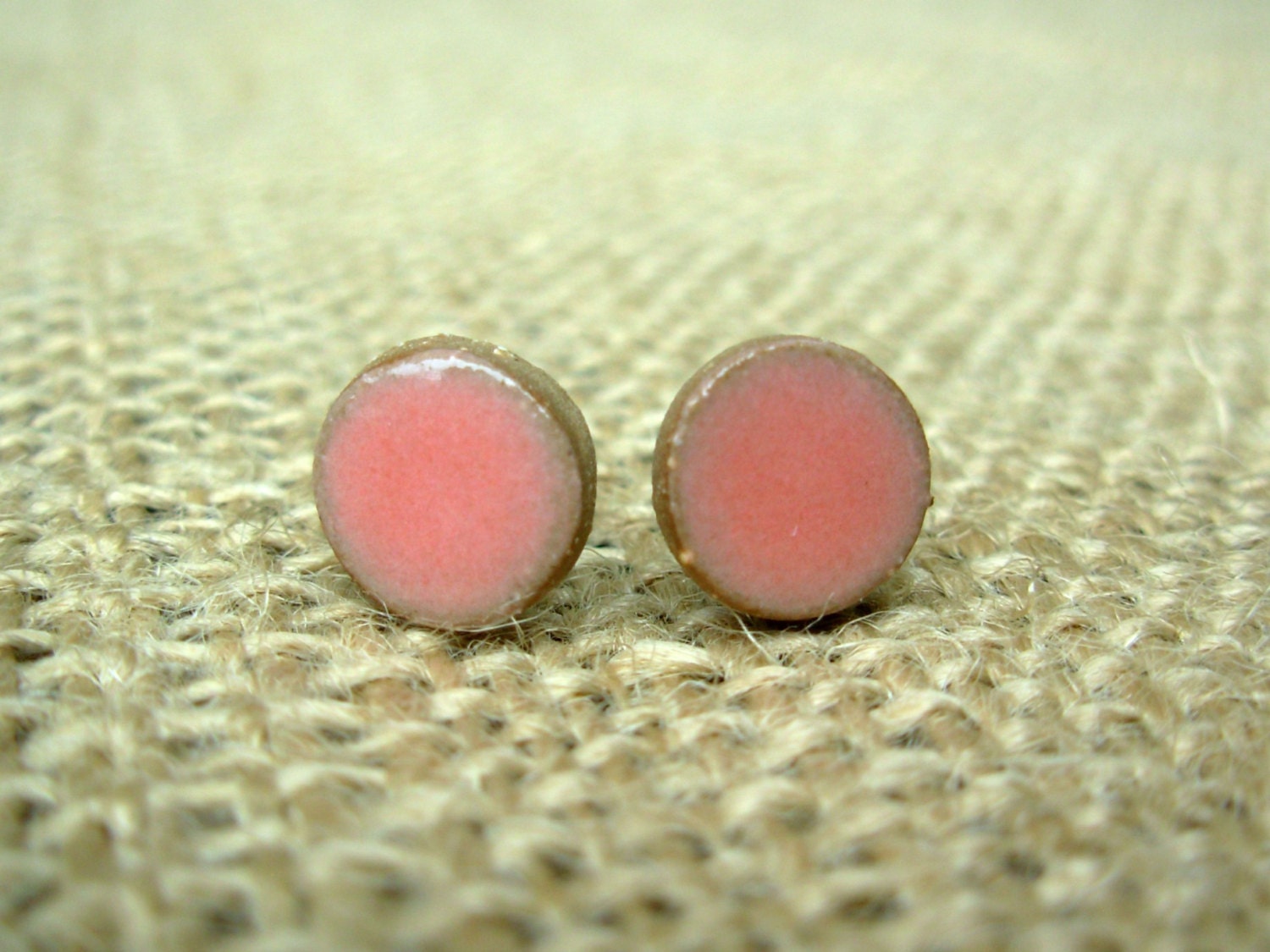 Pottery Post Earrings- Peach Pink