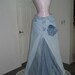 Belle Bohémienne bohemian ballroom jean skirt  Renaissance Denim Couture fairy goddess mermaid altered couture with HUGE rose pin