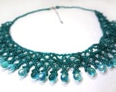 Beaded Teal Aquamarine Necklace