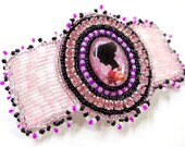 Victorian Portrait Silhouette Beaded Barrette