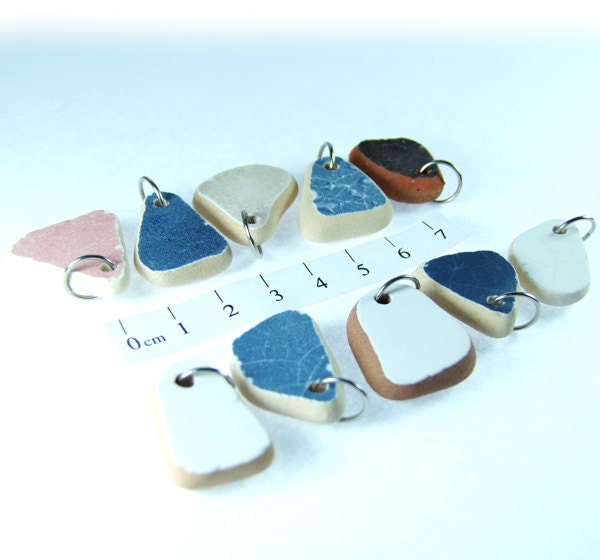 Beach Pottery Shards Top Drilled jewelry quality 10
