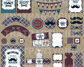 Little Man Birthday Party Package - Decorations Favors - DIY digital file U Print