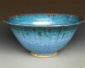 Salad Bowl Blue Green Fern Rim J