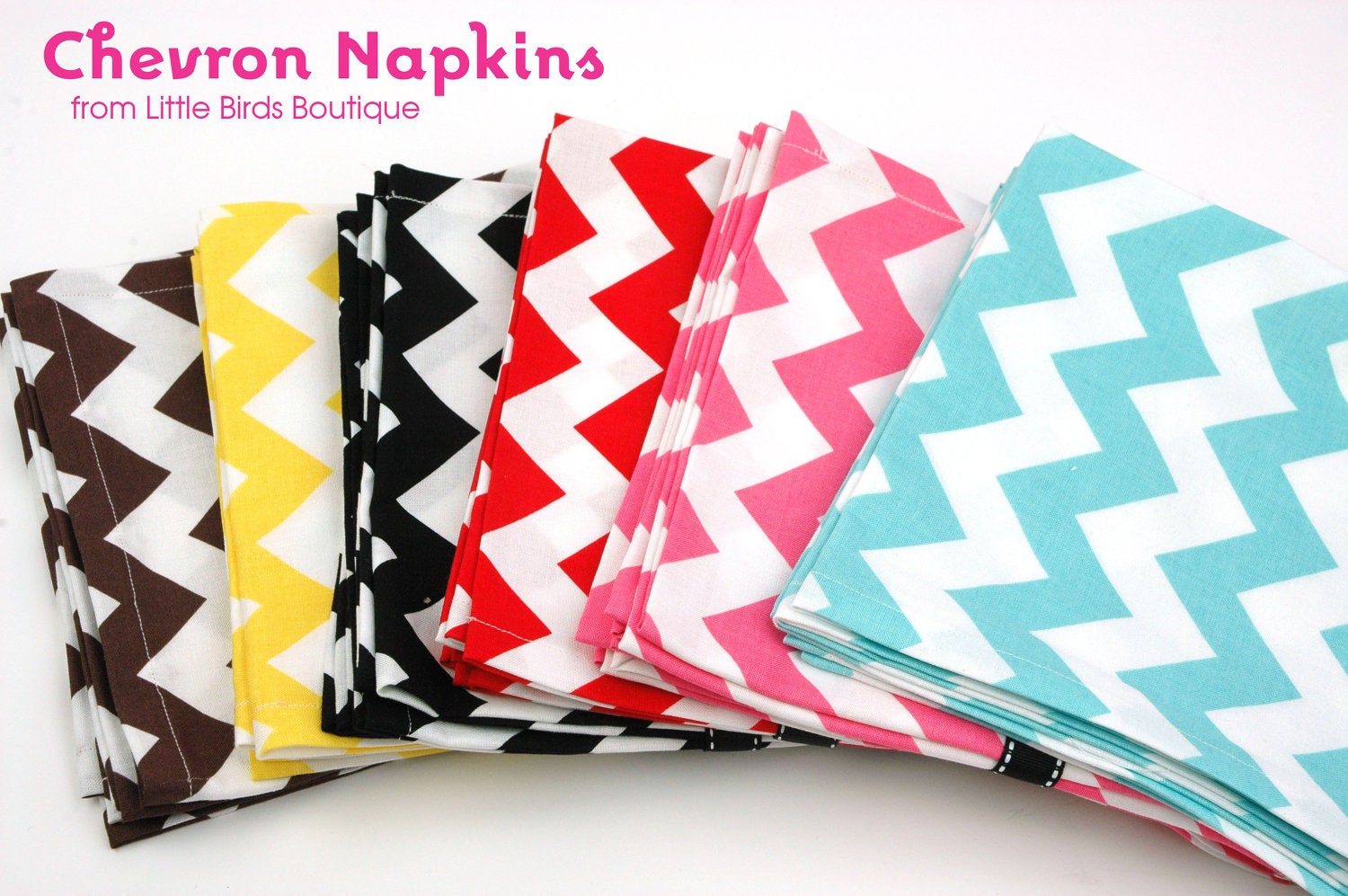 Cloth Napkins 15 Inch Set of 4 in your choice of Black Red Pink Yellow Brown or Turquoise