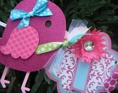 Bird It's a girl BANNER in hot pink, aqua and lime green  Baby Shower