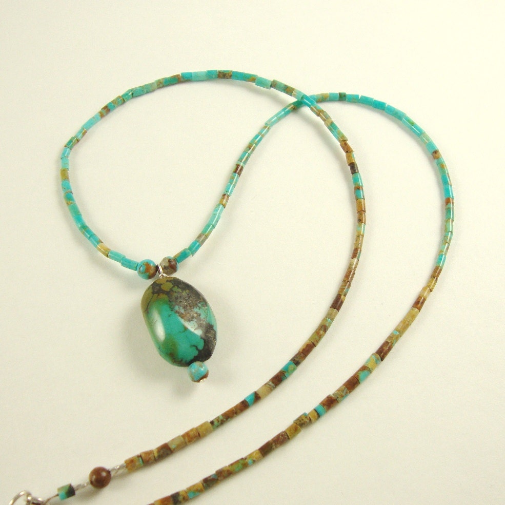 Jewelry Pendant Turquoise Stone Boulder Turquoise Heishi Sterling
