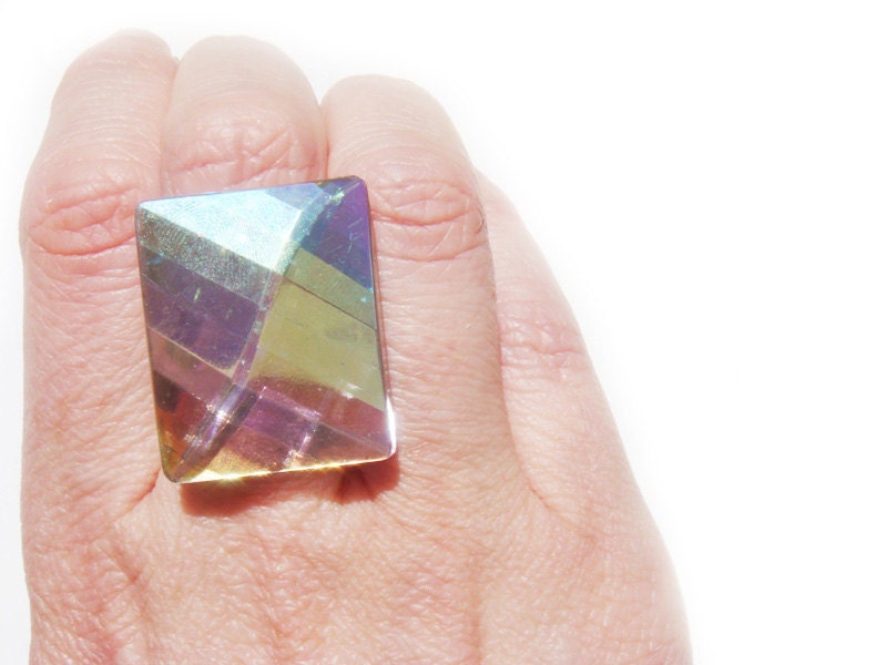 LAST ONE Unique Geometric Iridescent AB Crystal Necklace