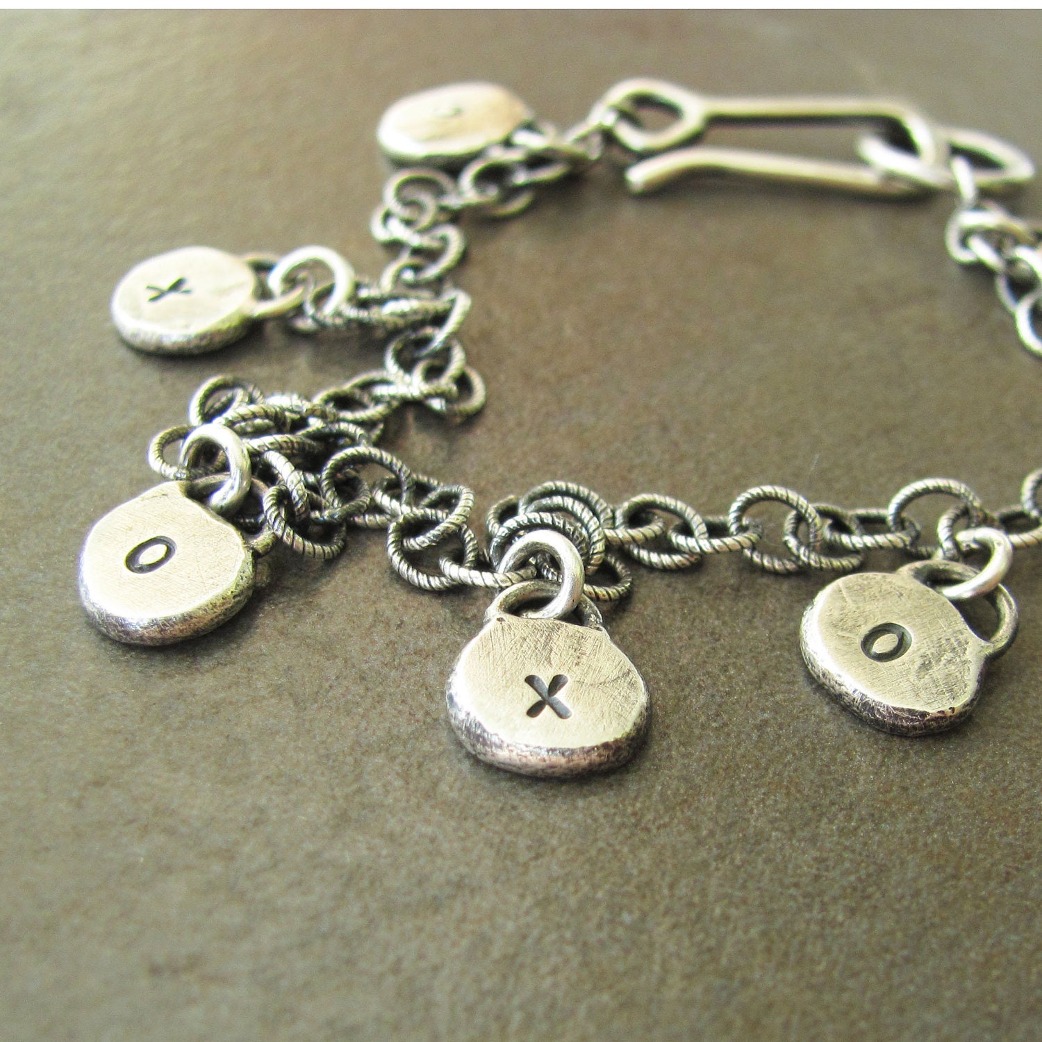 XOXO Silver Charm Bracelet Hugs and Kisses