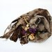 Brown Beige Rustic Felted Wool Scarf. Gift under 100