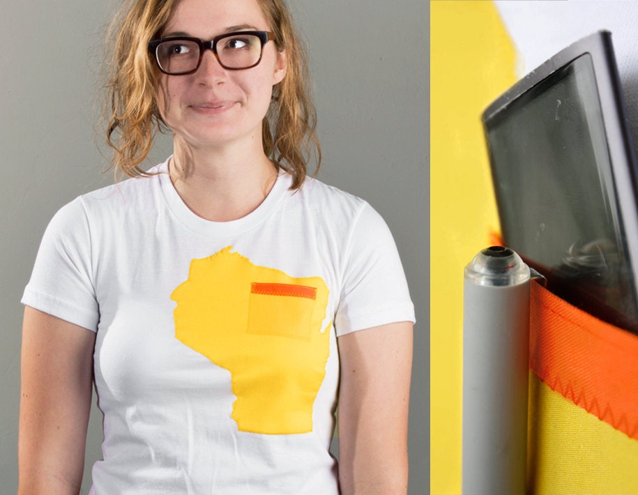 Pocket T Shirt - Wisconsin State - Womens