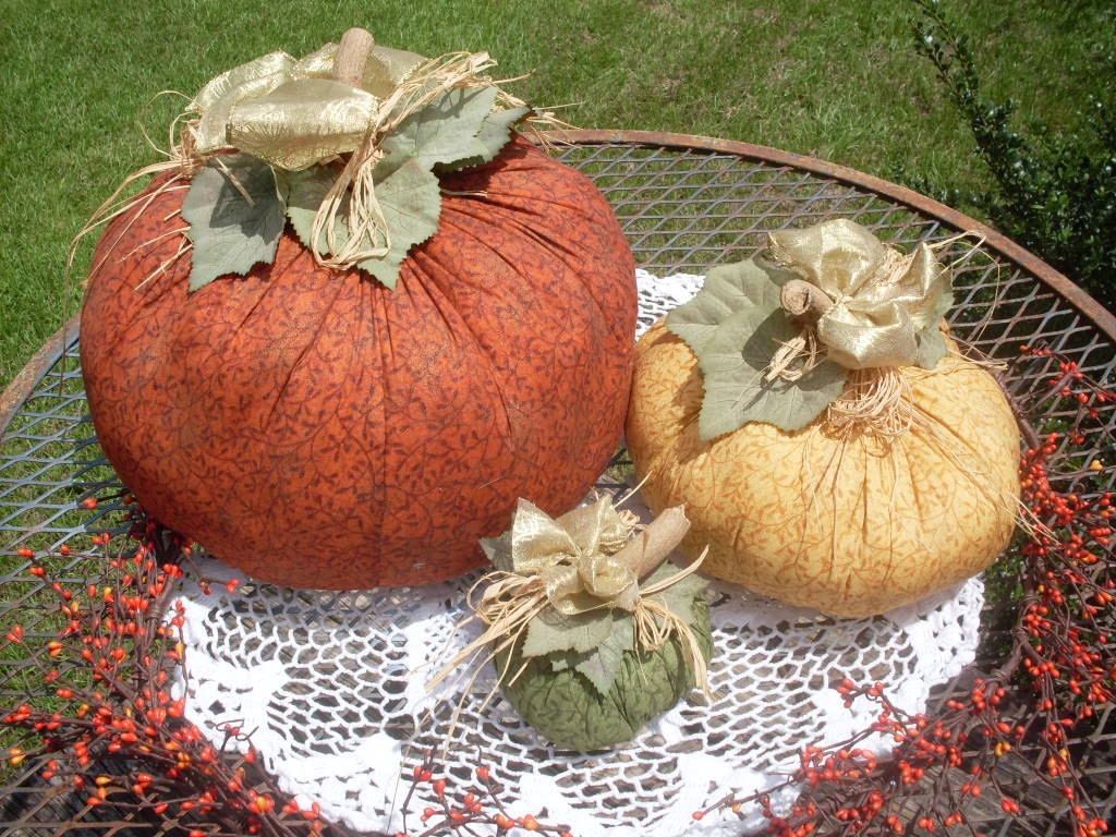 Fabric Fall Pumpkins Autumn Thanksgiving Harvest Decor