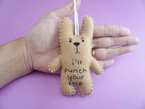 Funny ornaments, I'll punch your face, funny bunny or christmas tree decoration decor