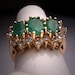 Estate Jewelry Emerald Ring Sapphires Gold Vintage Deco