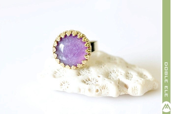 Gold Plated Royal Crown Ring - Purple