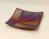 Garnet Red Iridescent Glass Dish