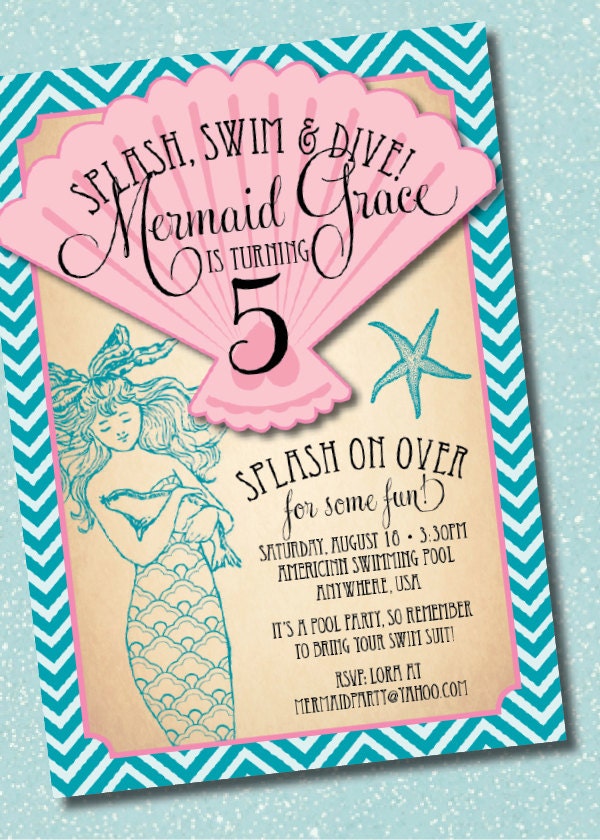 DIY Printable Vintage Mermaid Birthday Party Invitation Il_170x135