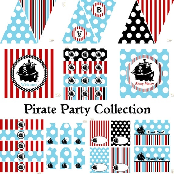 Pirate Decorations for Birthday Party or Baby Shower - Boys DIY Printable Decor by BeeAndDaisy - as seen on HWTM - Instant Download