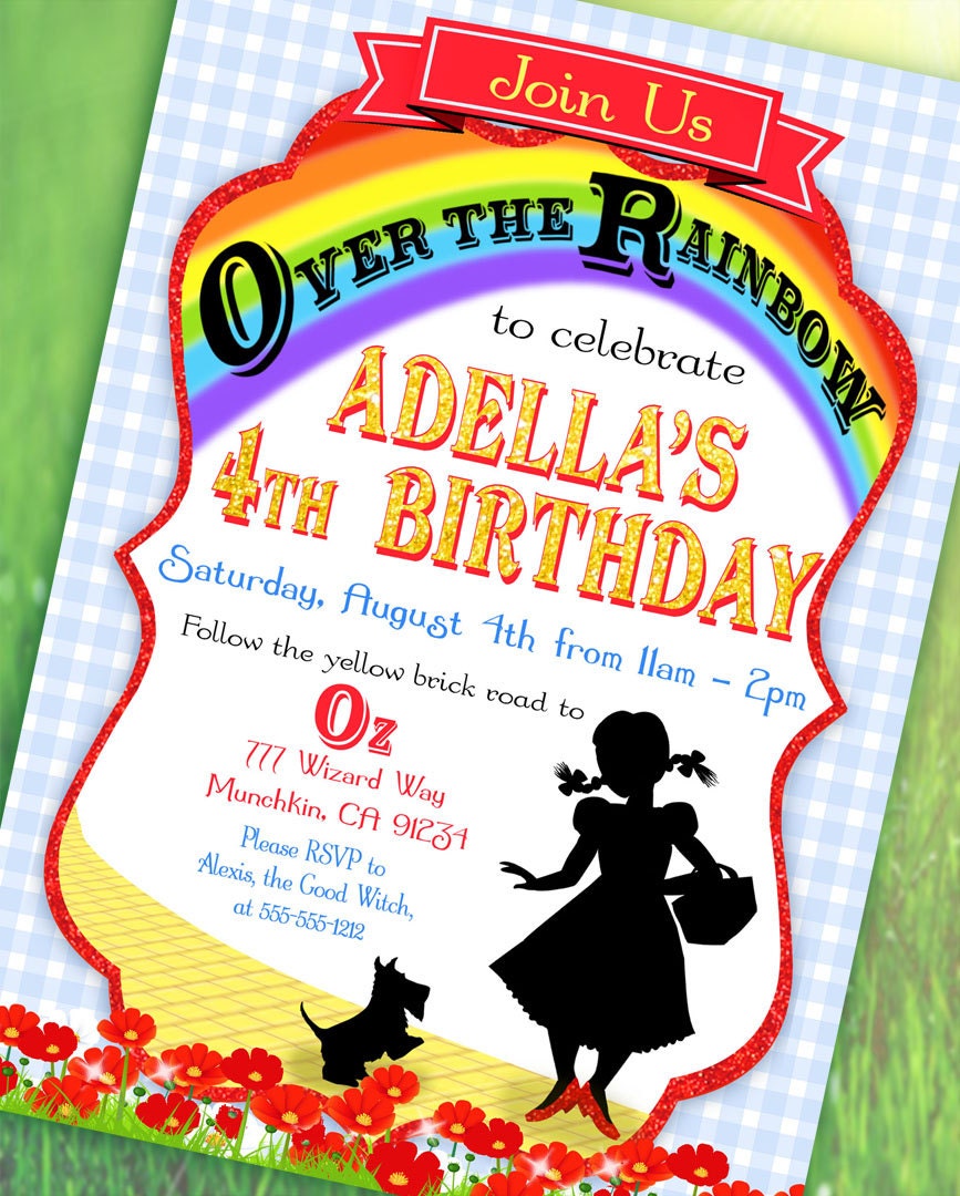 Wizard of Oz Inspired Invitation - Over the Rainbow Collection - Gwynn Wasson Designs PRINTABLES