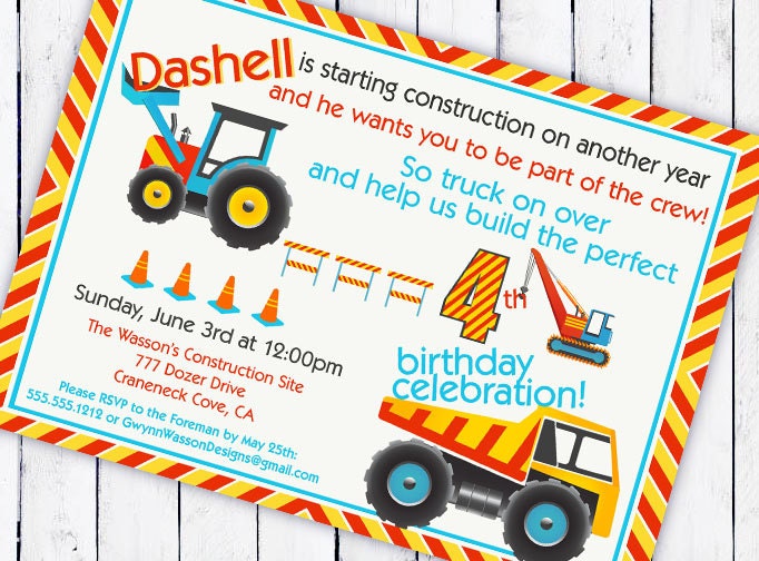 CONSTRUCTION Party Invitation - Build the Perfect Birthday Collection - Gwynn Wasson Designs PRINTABLES