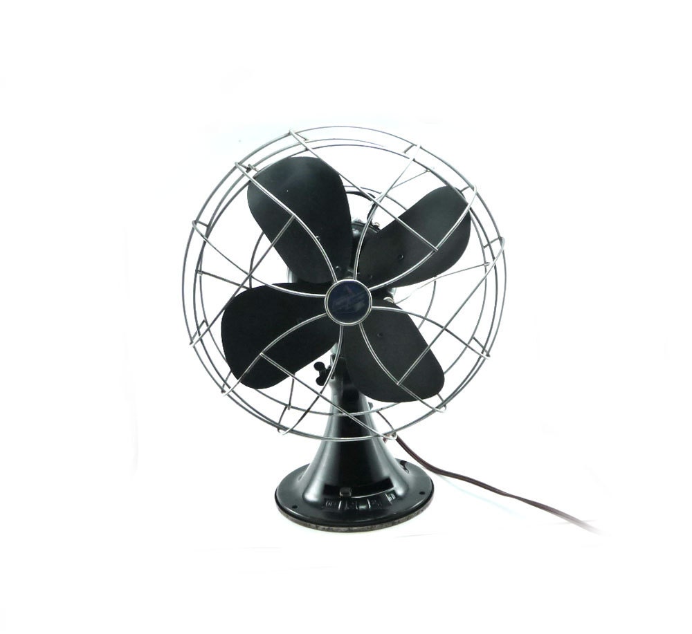 Black vintage fan, emerson electric table or desktop variable speed fan