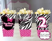 Minnie Mouse Inspired Zebra Print & Polkadots Snack / Popcorn boxes -  Printable