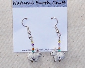 Peruvian ceramic white bunny animal earrings white rabbit packaged in a colorful gift bag E2065